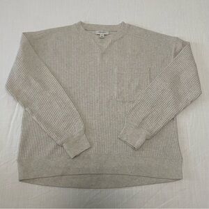 ON•34TH Beige Textured Waffle-Knit Pullover Sweatshirt